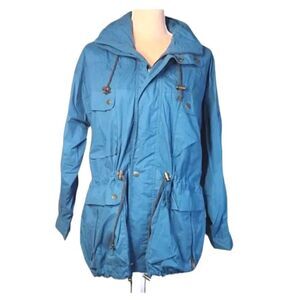 VTG 90s Long Teal Utility Cargo Adjustable Hooded Ski Jacket Medium